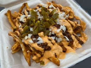 Loaded Chili cheez fries at The Grumpy Goose in Duluth