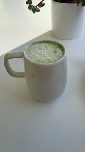 Matcha latté at Vegateau in Montreal