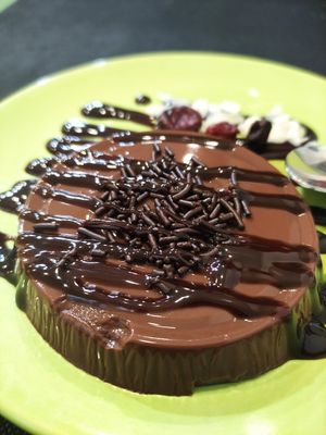 Flan de chocolate at Contracorriente in Ourense