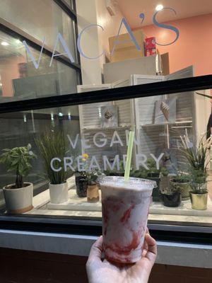Strawberry milkshake  at Vaca's Creamery in Chicago