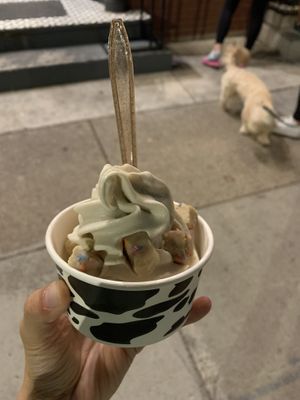 Seasonal pistachio flavor with funfetti cake bites!  at Vaca's Creamery in Chicago