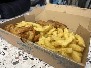 Banana blossom fish and chip meal  at Beach Buoys in Margate