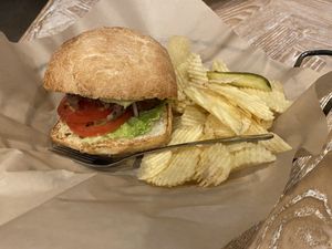Vegan burger with impossible patty  at Yavapai Tavern in Grand Canyon Village