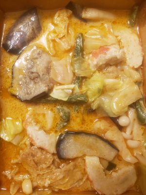 Vegetable curry with soy shrimp at Veggie Village in Chandler