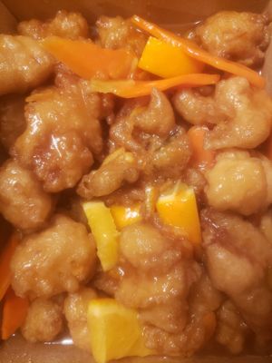 Orange chickn at Veggie Village in Chandler