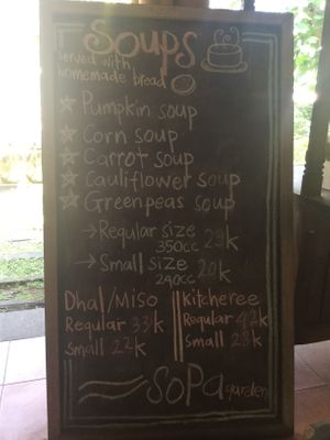 Menu board at sopa at Warung Sopa - Jl Sugriwa in Ubud