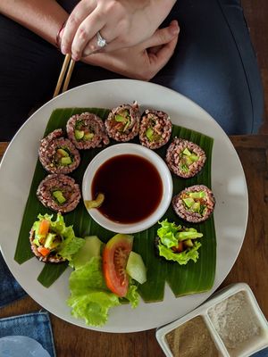 Delicious sushi plate at Warung Sopa - Jl Sugriwa in Ubud