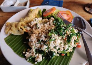 vegan tofu scramble! my favourite, super fragrant 👍🏻👍🏻👍🏻 at Warung Sopa - Jl Sugriwa in Ubud