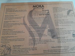 Menu at Moka  in Ardrossan