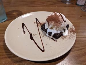 Salted caramel brownie at Purezza in Manchester