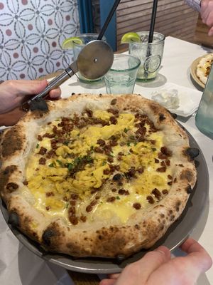carbonara pizza  at Purezza in Manchester