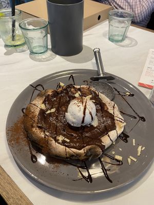 chocolate pizza  at Purezza in Manchester