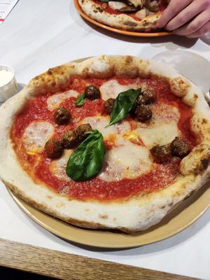 Meatball pizza at Purezza in Manchester