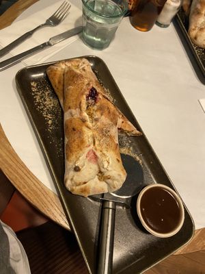 christmas calzone with gravy  at Purezza in Manchester