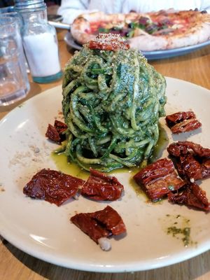 Courgette spaghetti wt pesto and dry tomatoes  #Veganuary at Purezza in Manchester