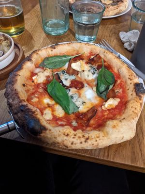 Four cheese pizza at Purezza in Manchester