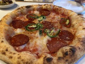 Pepperoni & agave syrup pizza   at Purezza in Manchester
