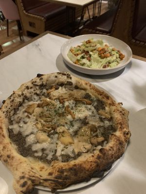 Black Truffle pizza and Caesar Salad  at Purezza in Manchester