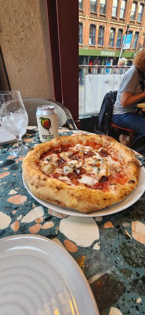 Four cheese pizza, unbelievable blue cheese at Purezza in Manchester