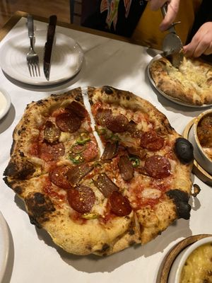 The pepperoni one with extra La vie bacon   at Purezza in Manchester