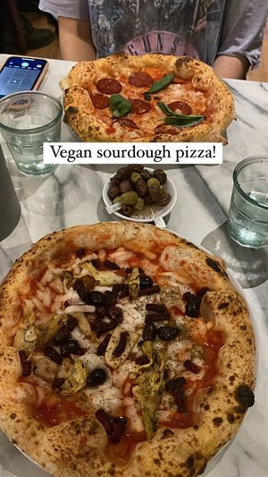 Four seasons and a Margherita with pepperoni   at Purezza in Manchester