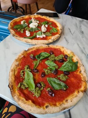 Pesto pizza and at Purezza in Manchester