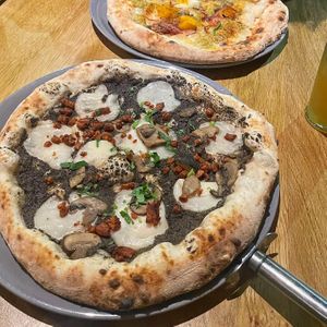 black truffle pizza   at Purezza in Manchester