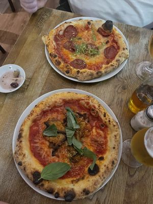 Mushroom parmigiana and pepperoni   at Purezza in Manchester