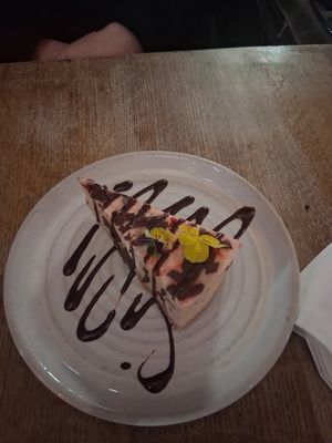 Rhubarb and choc cheesecake at Purezza in Manchester