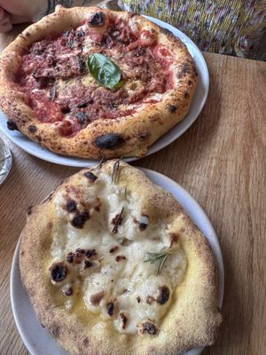 Aubergine and tomato with garlic sourdough   at Purezza in Manchester