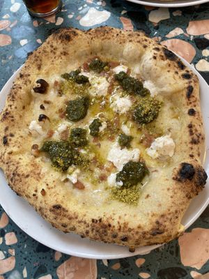 Pistachio pizza  at Purezza in Manchester