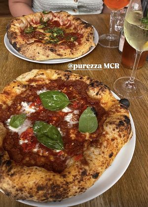 Front - lasagne pizza, background - pepperoni   at Purezza in Manchester