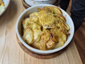 Garlic potatoes at Purezza in Manchester