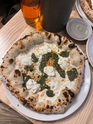 Pistachio pesto pizza   at Purezza in Manchester