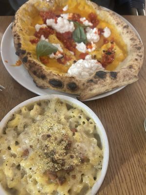 Mac and cheese, butternut squash and ndjua pizza   at Purezza in Manchester