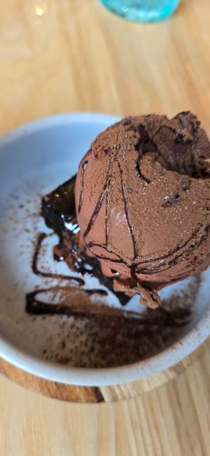 Chocolate brownie with Chocolate ice cream at Purezza in Manchester