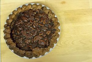 Pecan Pie with Chocolate Chunk Cookie Crust (V, GF, Grain-Free) at Bright Star Bakery in Talent