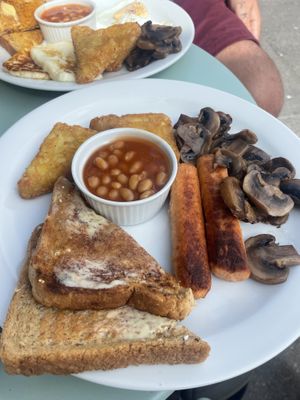Vegan breakfast - vegetarian breakfast in back groundd  at Hugh Street Cafe in Isle Of Scilly