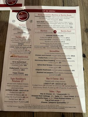 Menu   at Bandito Burrito in Windermere