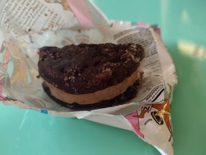 Brownie ice cream sandwich, amazing at The Vegan Yacht in Austin