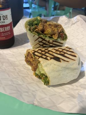 freeto burrito (and kombucha)  at The Vegan Yacht in Austin