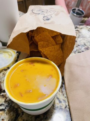 Chips and queso! Little kick of spice was nice  at The Vegan Yacht in Austin