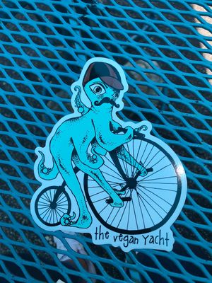 Look at their cute stickers!  at The Vegan Yacht in Austin