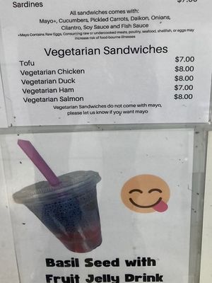 Part of wall menu  at 163 Vietnamese Sandwiches & Bubble Tea in Boston