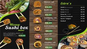 Our cigkofte sushi menu🤩☘️ at Cigkoftepoint in Tilburg