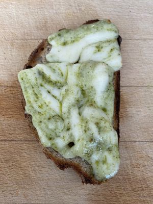 Pesto mozzarella from The Arty Vegan melted on sourdough  😋 at The 'Arty Vegan in North London