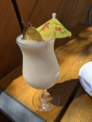 I Nido Alotta Colada with dehydrated pineapple garnish at Nido's Backyard in Oakland