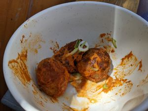 Mostly eaten (almost gone) papas adobadas at Nido's Backyard in Oakland