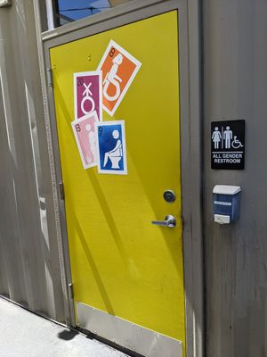 All gender handicap accessible bathroom at Nido's Backyard in Oakland