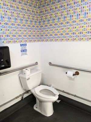 All gender handicap accessible bathroom at Nido's Backyard in Oakland